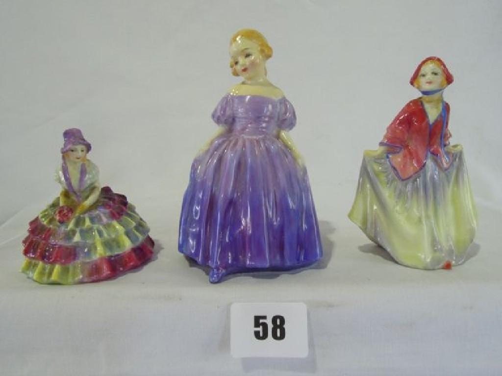 Appraisal: Three miniature Royal Doulton figures including Sweet Anne Mary and