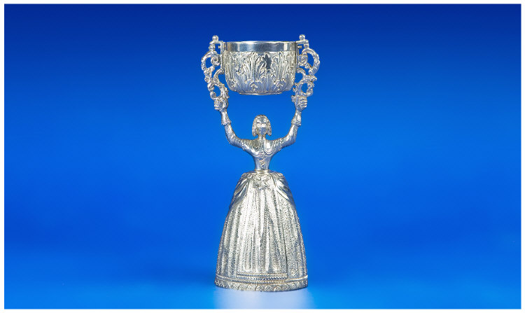 Appraisal: Modern Silver Wager Cup Modelled As A Maid in th