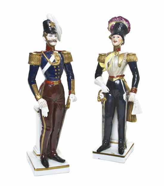 Appraisal: Two Sitzendorph Porcelain Figures depicting English officers from the Napoleonic