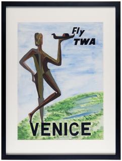 Appraisal: Fly TWA Venice Maquette Circa Watercolor on paper Original artwork