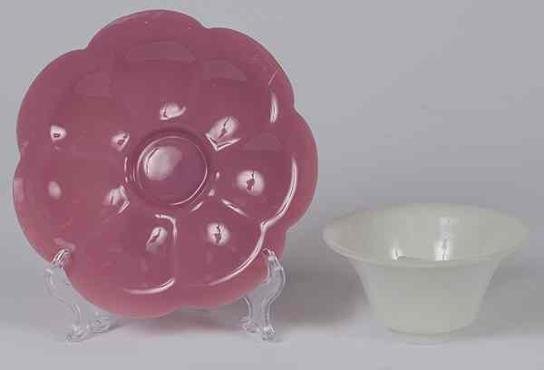 Appraisal: Chinese Peking Glass Bowl and Plate Chinese two pieces of