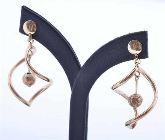 Appraisal: A PAIR OF DRESS EARRINGS STAMPED CT GOLD TO POST