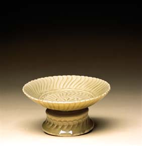 Appraisal: SONG JIN YAOZHOU CELADON TAZZA Extremely rare and beautifully lotus-form