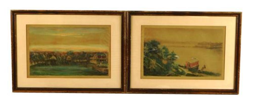 Appraisal: J Frank Waldo American - two watercolors depict lake scenes