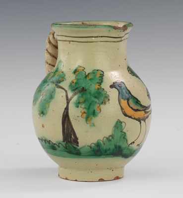 Appraisal: A Talavera Jug with Rope Twist Handle th Century Pottery