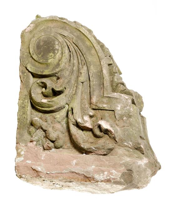 Appraisal: OGEE-FORM ARCHITECTURAL FRAGMENT probably from a cornice th century Red