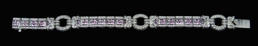 Appraisal: DIAMOND AND PINK SAPPHIRE BRACELET Stunning kt white gold bracelet