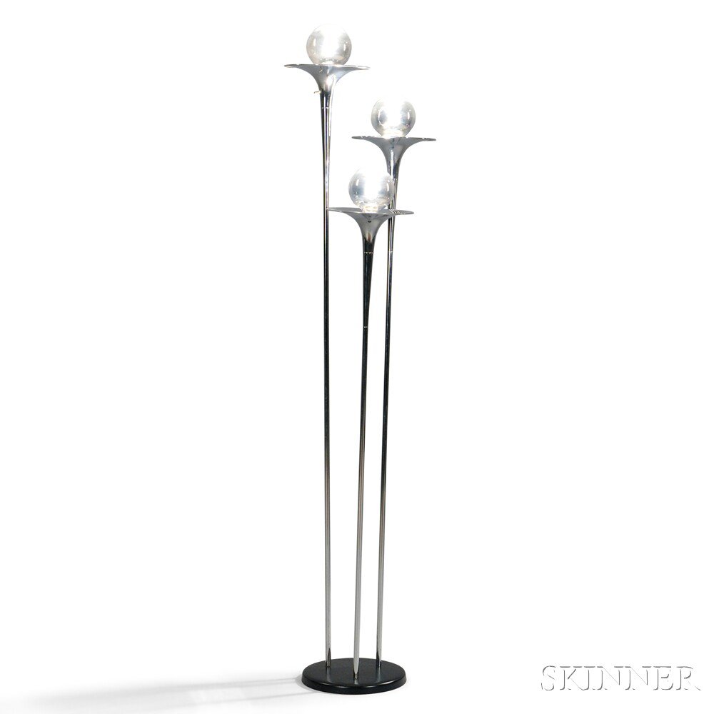 Appraisal: Tony Paul Bellini Collection Floor Lamp Chrome-plated steel Probably Mutual