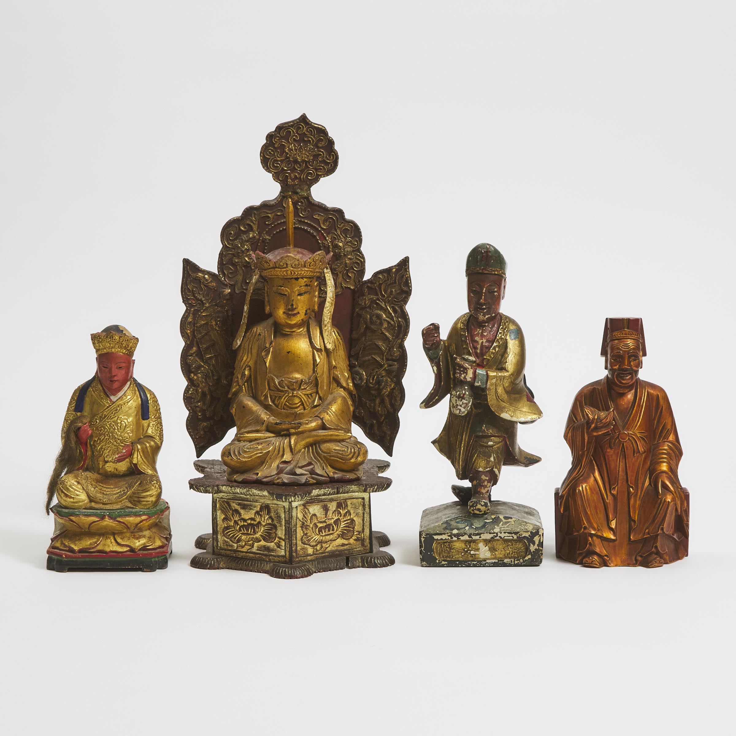 Appraisal: A Group of Four Gilt Wood 'Figural' Carvings th th