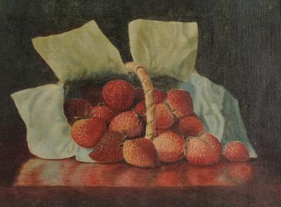 Appraisal: American School th Century Basket of Strawberries Oil on canvas