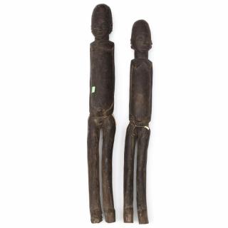 Appraisal: Burkina Faso Lobi Reliquary Fetish Pair simply carved male and