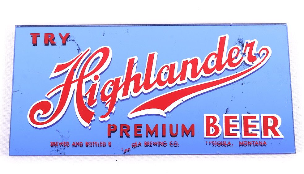 Appraisal: Highlander Beer Advertising Sign For your consideration is a Highlander