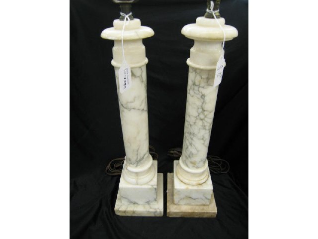 Appraisal: Pair of Carved Marble Table Lamps column design