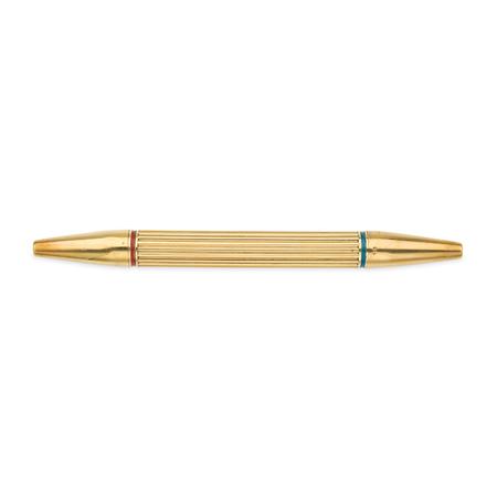 Appraisal: Hermes Gold and Enamel Double-Sided Mechanical Wax Pencil Estimate -