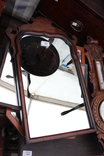 Appraisal: A TH CENTURY MAHOGANY FRET FRAMED MIRROR cm wide together