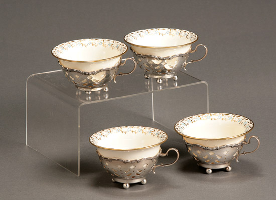 Appraisal: Set of Twelve Tiffany Co Pierced Sterling Tea Cup Housings