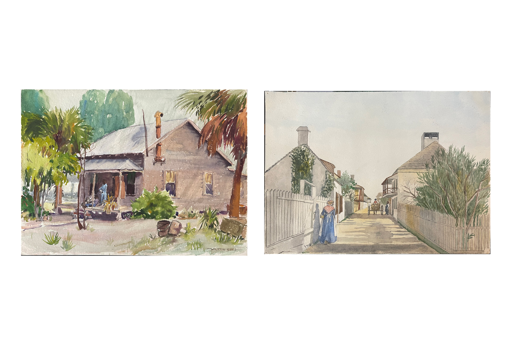 Appraisal: TWO EARLY FLORIDA PAINTINGS ''New Town'' by Wilfrid Berg dated