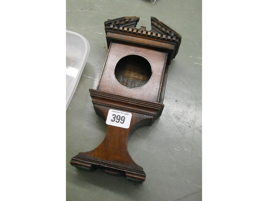 Appraisal: Mahogany pocket watch display stand with a broken arch pediment