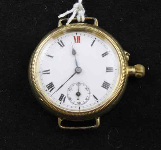 Appraisal: A gentleman's 's ct gold wrist watch with Roman dial