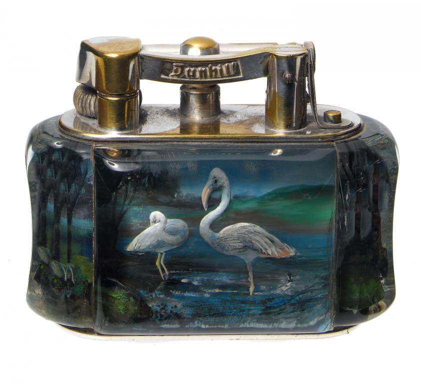 Appraisal: SMOKING A RARE ALFRED DUNHILL SILVER PLATED BRASS MOUNTED TABLE-LIGHTER