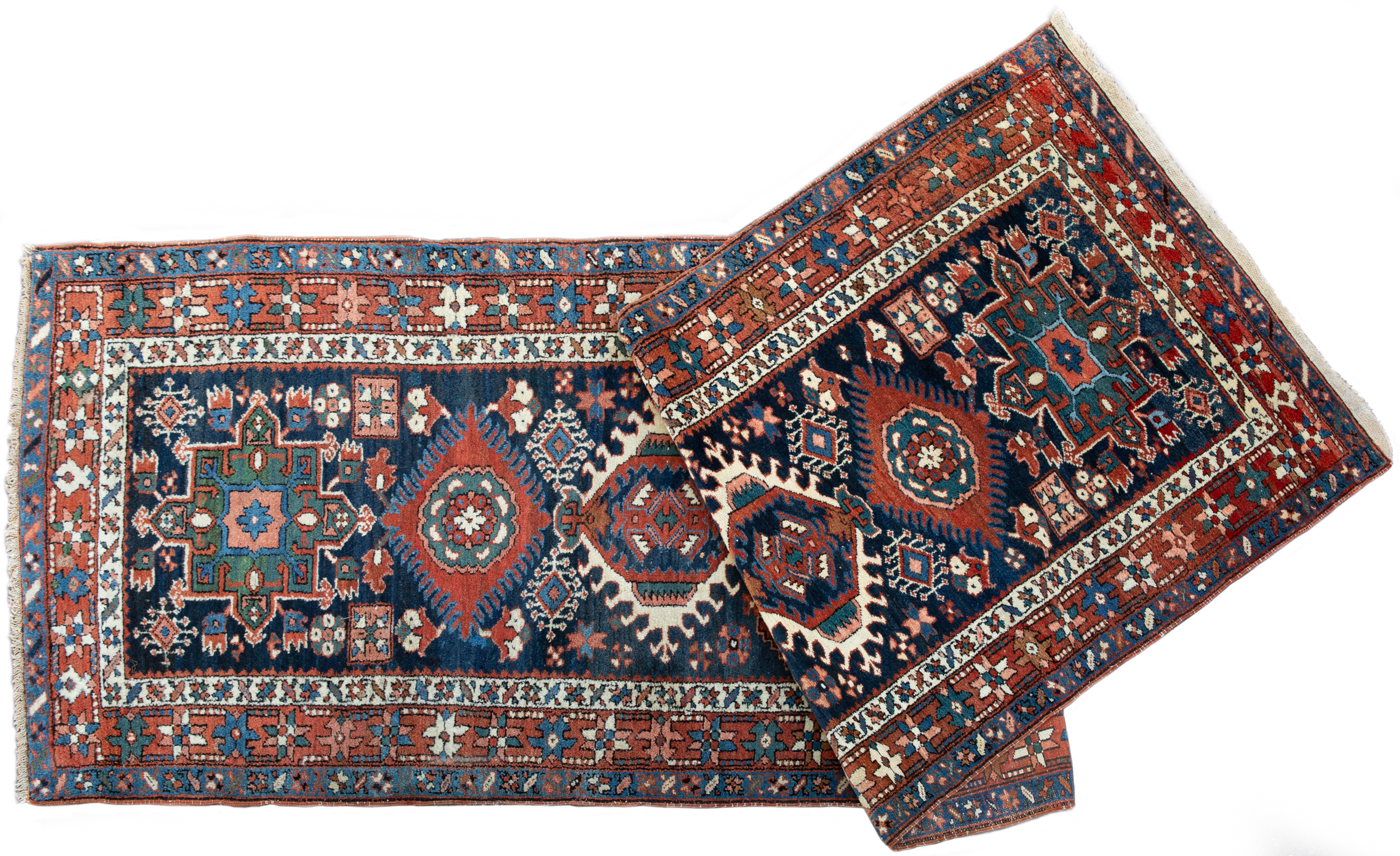 Appraisal: A Karajar blue ground runner with stylised floral motifs to