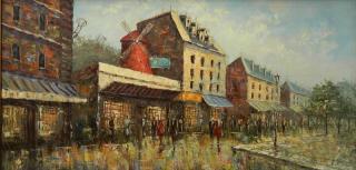 Appraisal: th c American School oil th c American School- ''Moulin