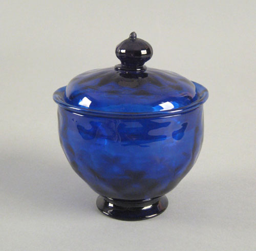 Appraisal: Stiegel type cobalt blown glass sugar th c with twelve