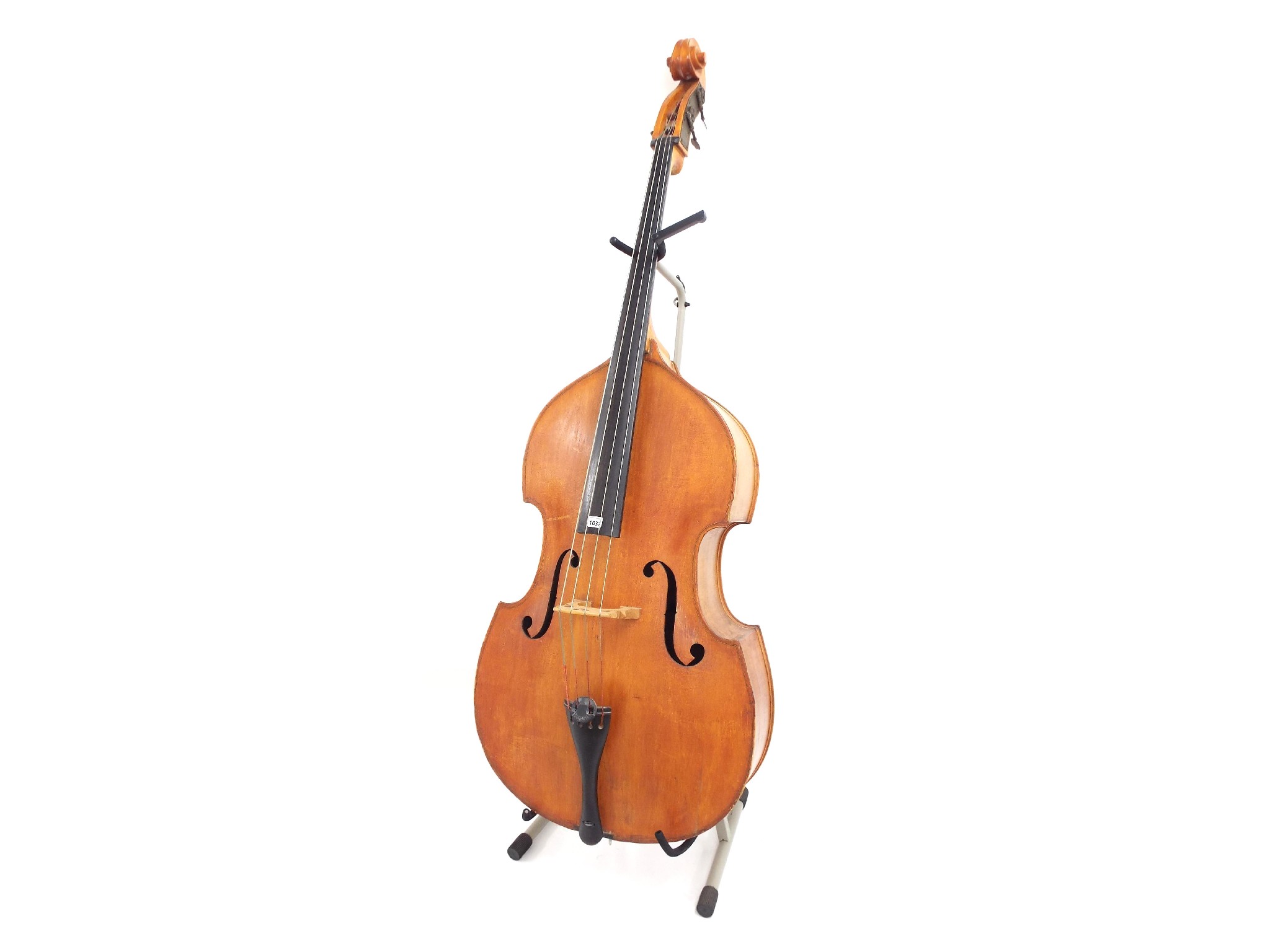 Appraisal: Old German double bass with nickel mounted double bass bow