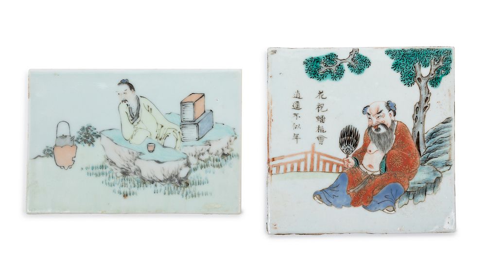 Appraisal: Two Chinese Famille Rose Porcelain Plaques Longer length in cm