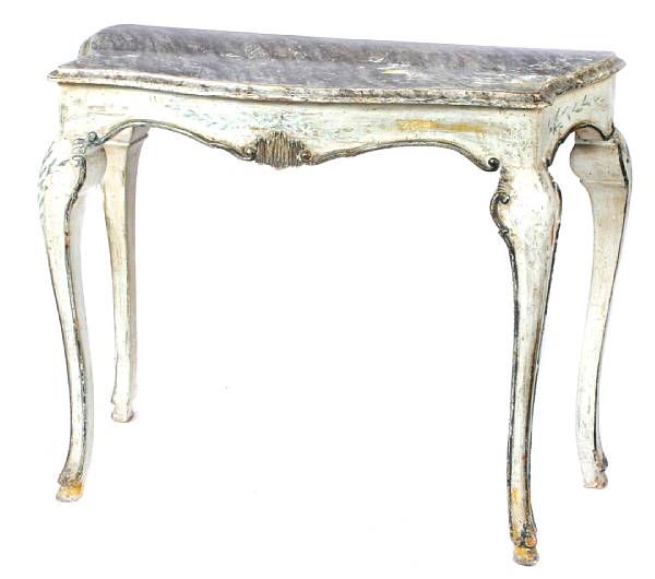 Appraisal: A Venetian style paint decorated console table losses height in