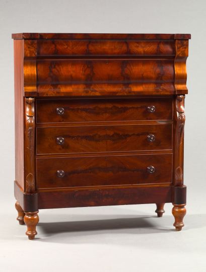 Appraisal: Victorian Flame Mahogany Chest of Drawers with two upper ogee-molded