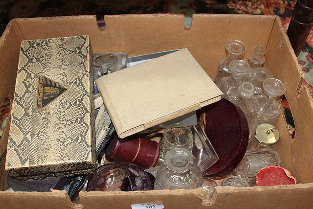 Appraisal: A BOX OF MISCELLANEOUS ITEMS to include glassware a tribal