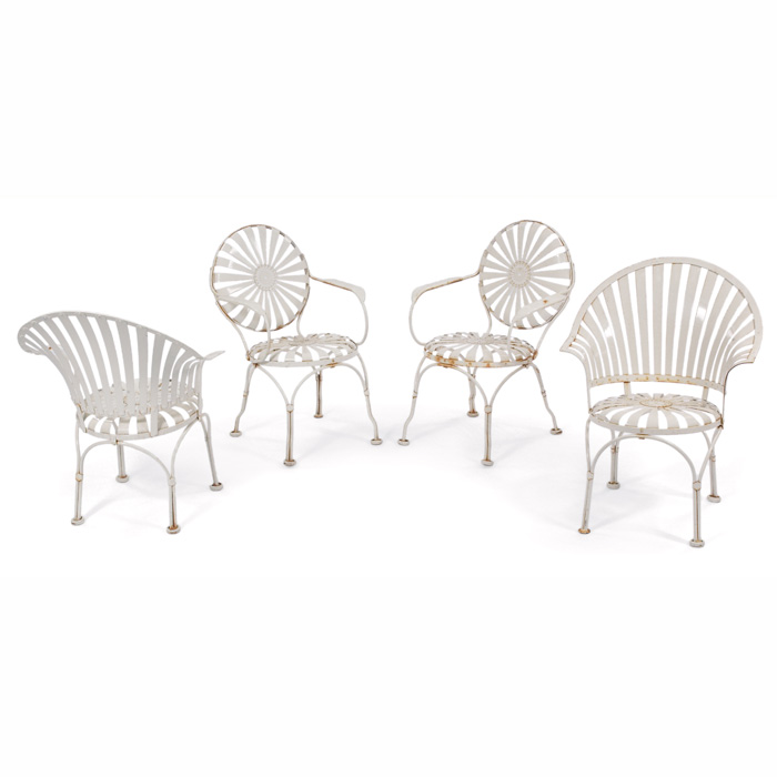 Appraisal: Troy Sunshade Patio chairs four USA two armchairs and two