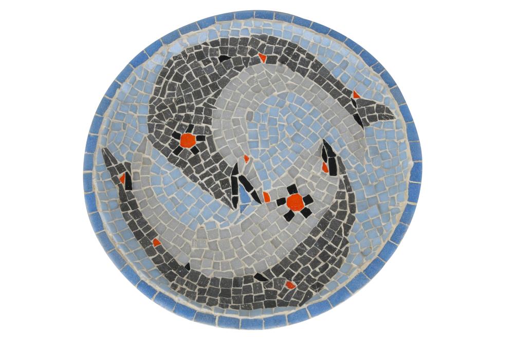 Appraisal: MID-CENTURY MODERN MOSAIC CHARGER ceramic with inlaid glass tesserae depicting