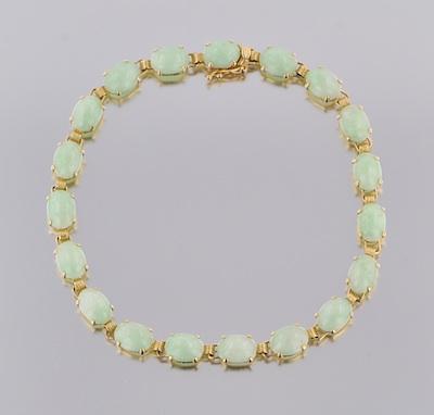 Appraisal: A Ladies' Jade Bracelet k yellow gold bracelet set with