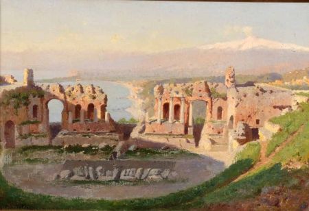 Appraisal: MARIO MIRABELLA - ITALIAN Signed Oil on Canvas Teatro Greco