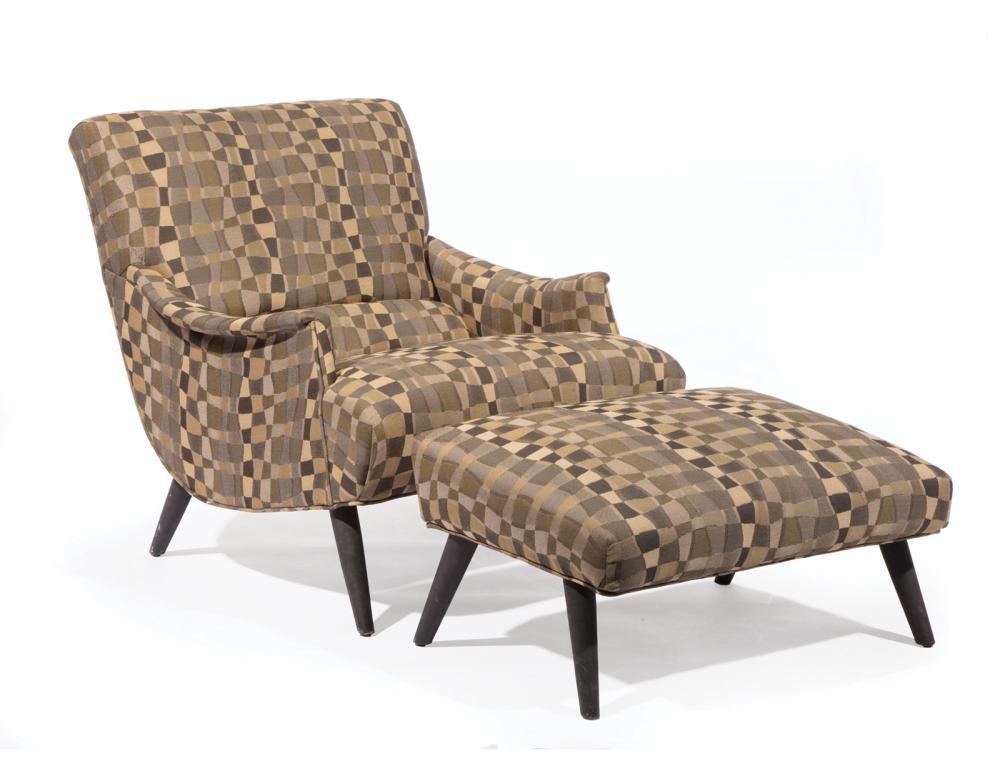 Appraisal: Marco Zanuso-Style Lounge Chair and Ottoman h in w in