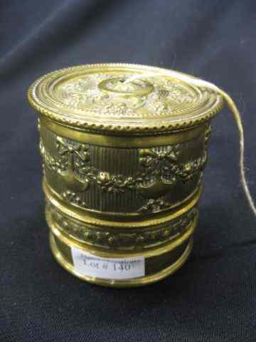 Appraisal: Victorian Brass String Holder Box ornate cylindrical '' excellent