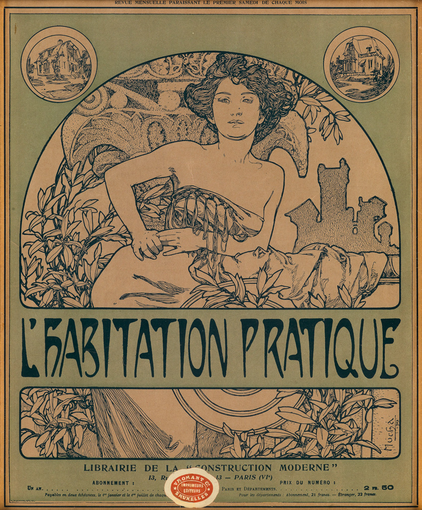 Appraisal: ALPHONSE MUCHA - L'HABITATION PRATIQUE Magazine cover Circa x inches