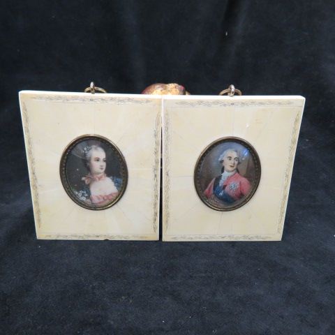 Appraisal: Pair of Miniature Paintings on Ivory King Louis XVI and