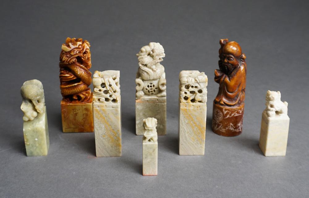 Appraisal: Collection of Chinese Carved Stone Seals and Figurines