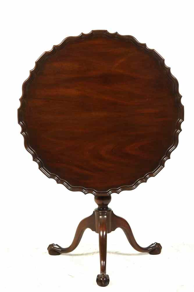 Appraisal: CUSTOM TILT-TOP TEA TABLE - Custom Chippendale Solid Mahogany Tilt