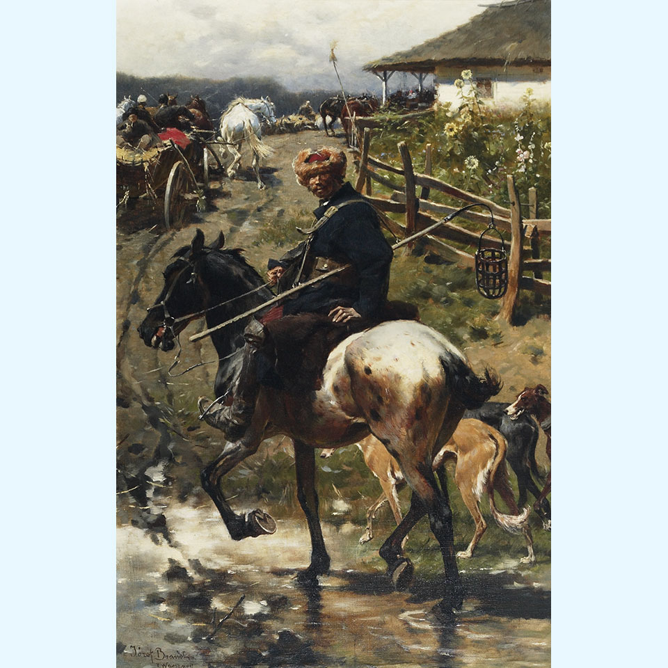 Appraisal: Josef von Brandt - Polish CARAVAN ON THE MOVE Oil