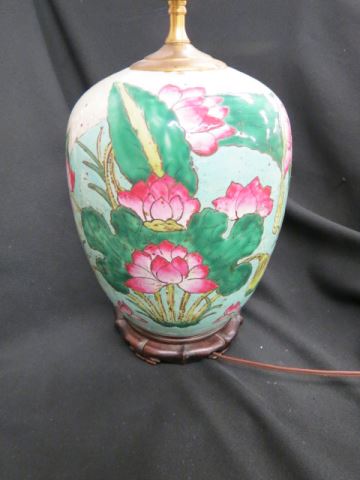 Appraisal: Chinese Pottery Lamp floral decor body