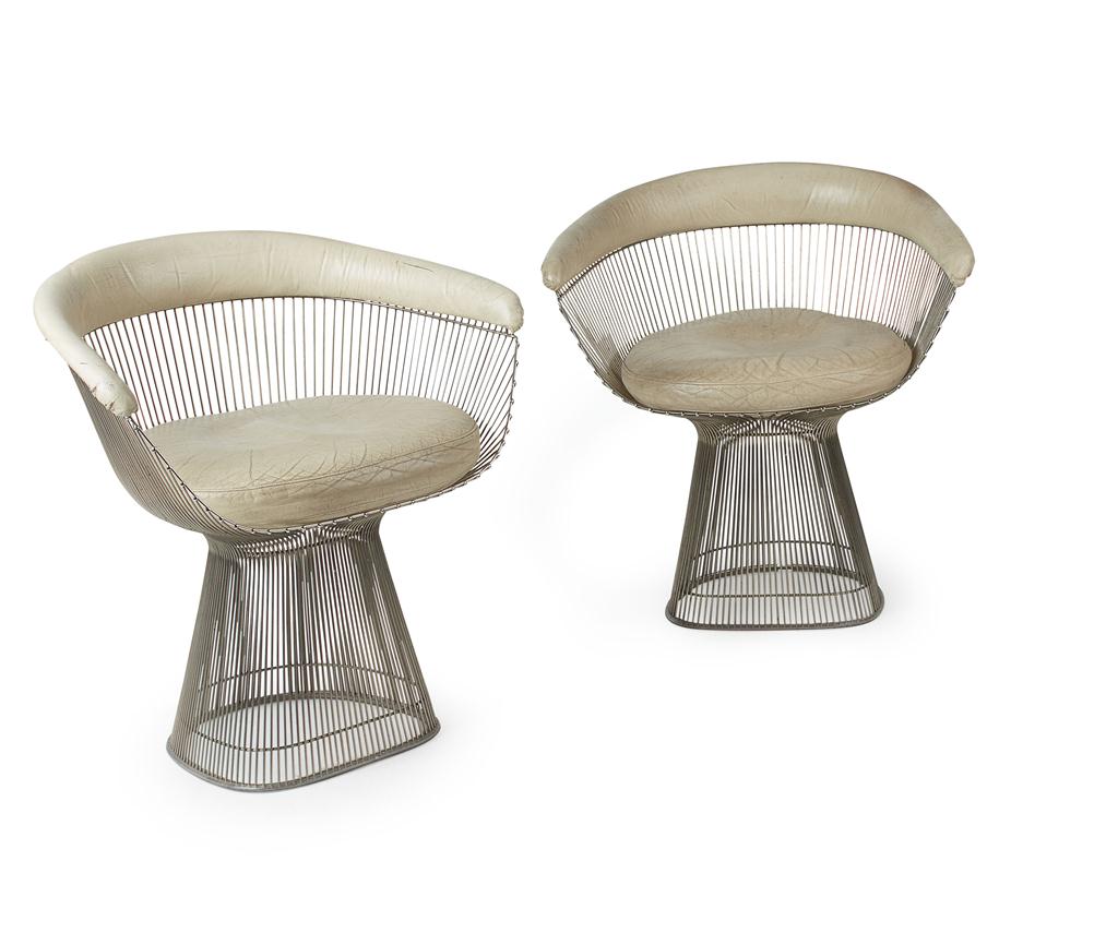 Appraisal: WARREN PLATNER - FOR KNOLL PAIR OF ARMCHAIRS DESIGNED cream