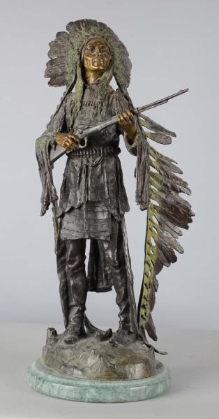 Appraisal: Carl Kauba Native American Indian Bronze Sculpture This statue entitled