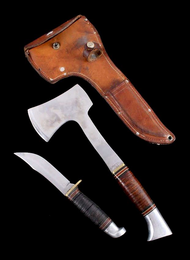 Appraisal: Western Cutlery Hatchet Knife Set w Scabbard Offered for sale