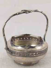 Appraisal: A continental silver basket with naturalistic handle marks unclear tests