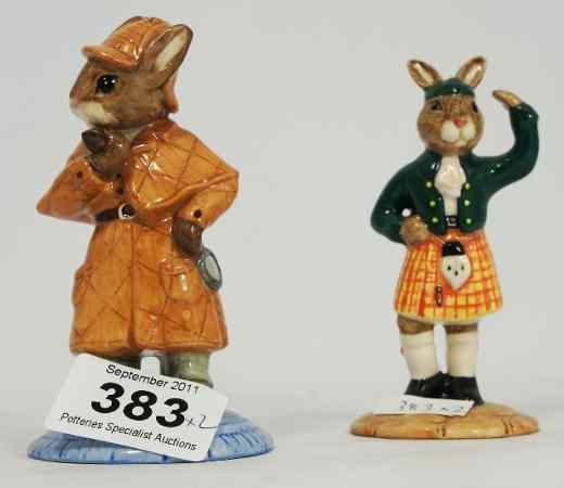 Appraisal: Royal Doulton Bunnykins Figures Scottsman DB and Detective DB with