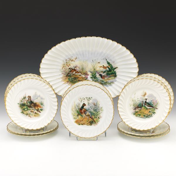 Appraisal: HAVILAND LIMOGES FLUTED GAME PLATES Twelve porcelain plates with ivory-colored